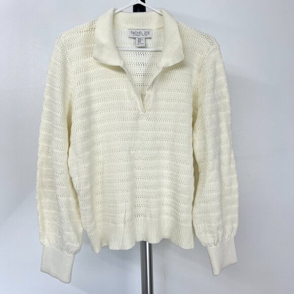 Rachel Zoe Sweaters - Rachel Zoe Cream Collar V-Neck Knit Sweater Sz XL